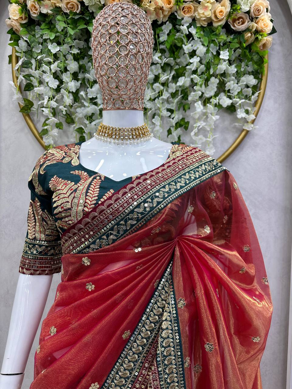 Pestal Red Jimmy Chu Saree