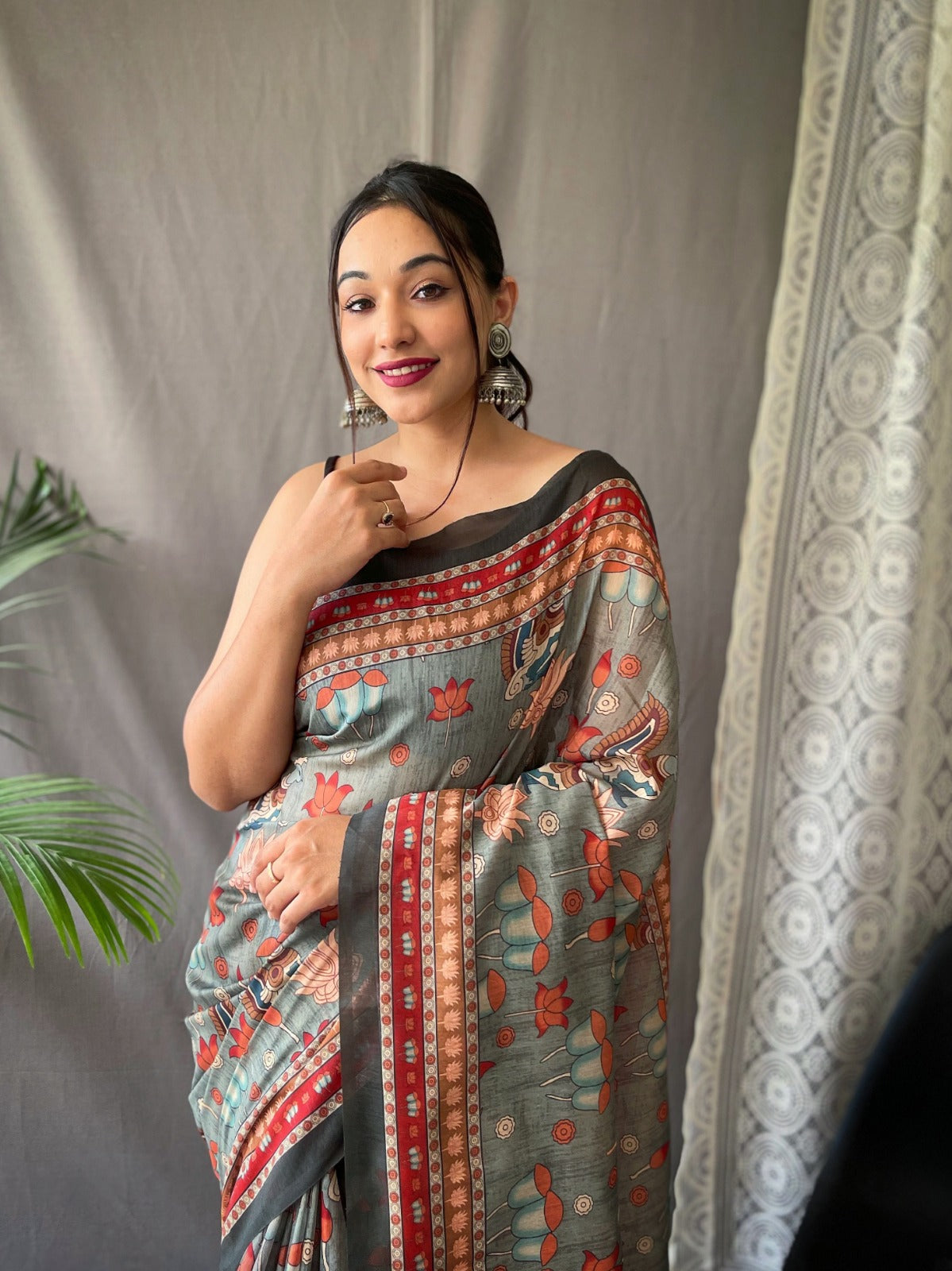 DIGITAL PRINT BLUE COLOR PURE MALAI COTTON SAREE