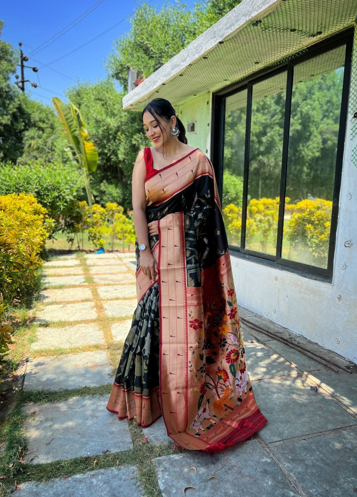 PURE SOFT PAITHANI  SILK ORANGE COLOR SAREE