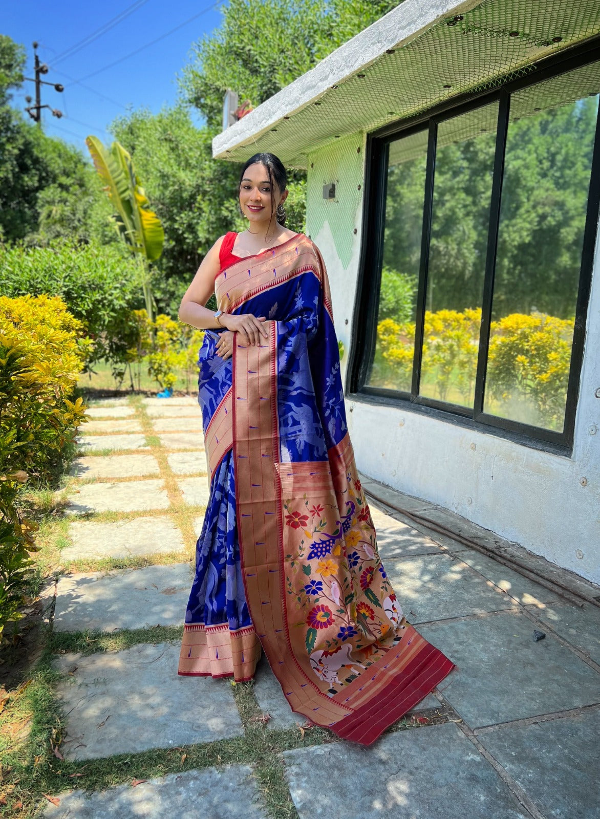 PURE SOFT PAITHANI  SILK ORANGE COLOR SAREE
