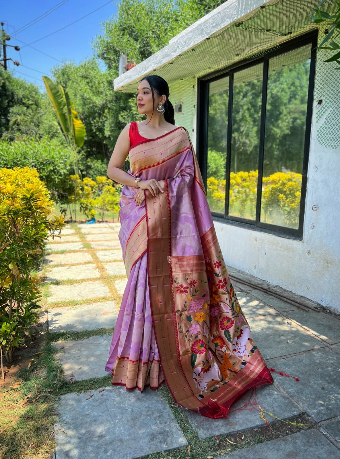 PURE SOFT PAITHANI  SILK ORANGE COLOR SAREE