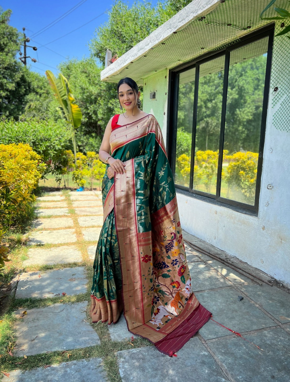 PURE SOFT PAITHANI  SILK ORANGE COLOR SAREE