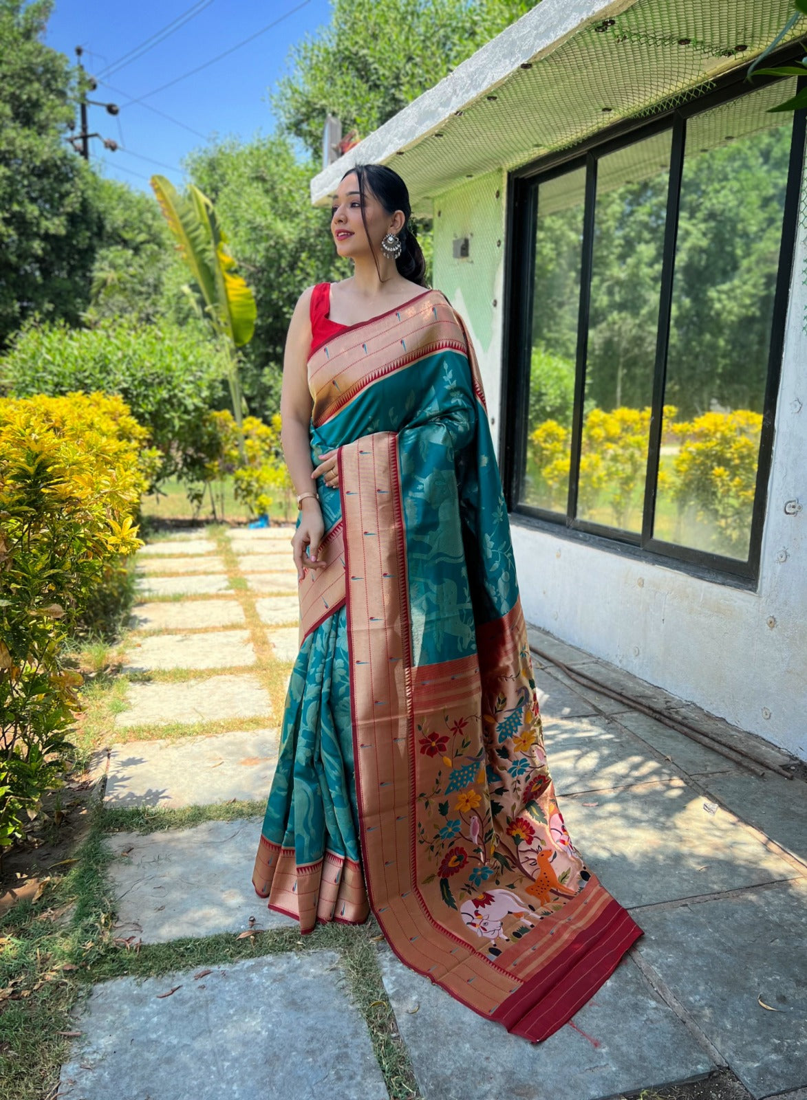 PURE SOFT PAITHANI  SILK ORANGE COLOR SAREE