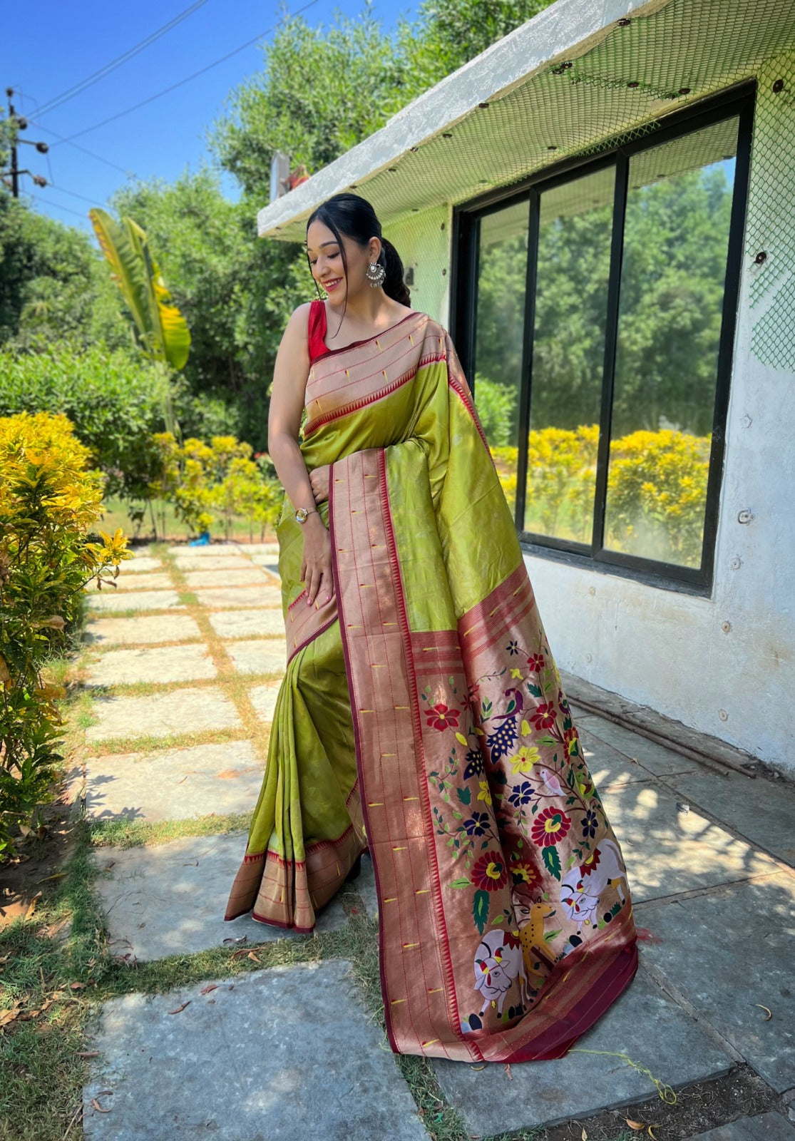 PURE SOFT PAITHANI  SILK ORANGE COLOR SAREE