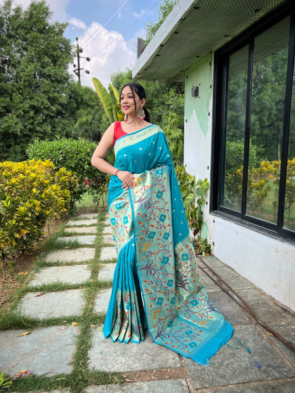 TRADITIONAL MAROON COLOR PURE PAITHANI SILK SAREE