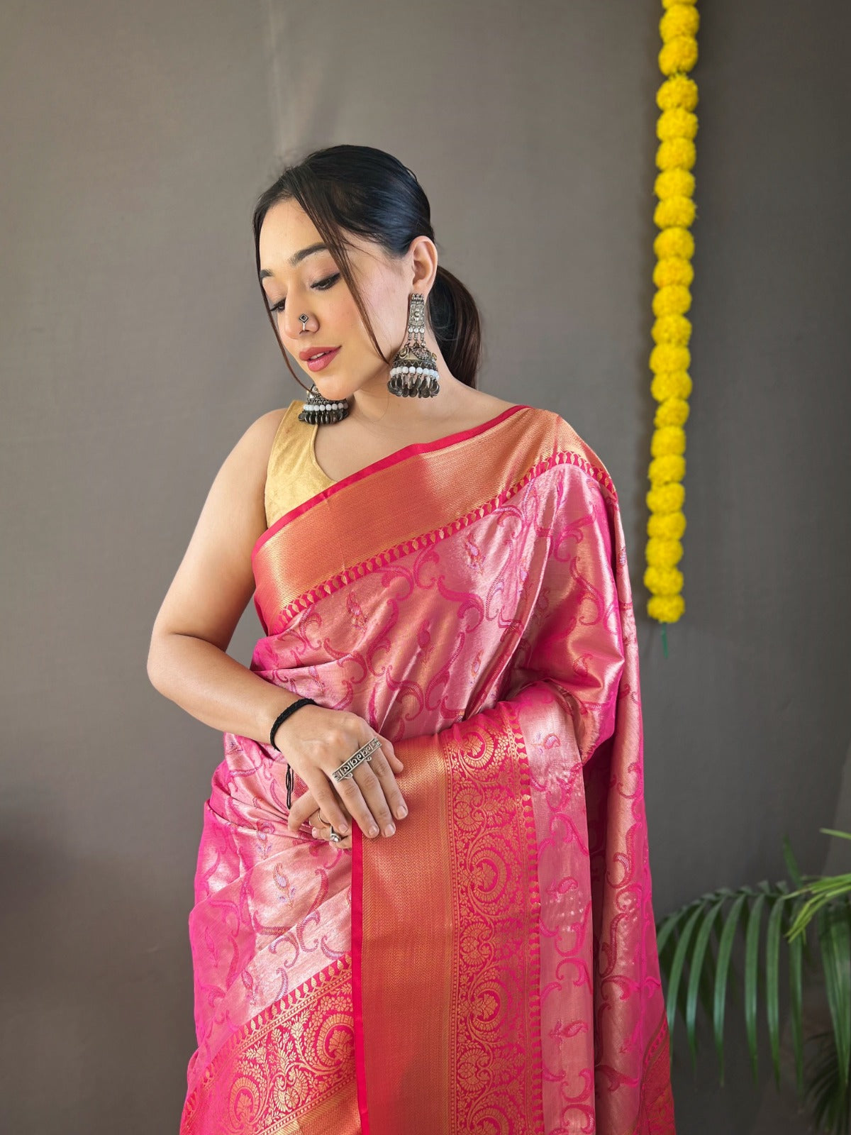 DIFFERENT ZARI WEAVING WITH KANCHIPURAM SILK  GREEN COLOR SAREE