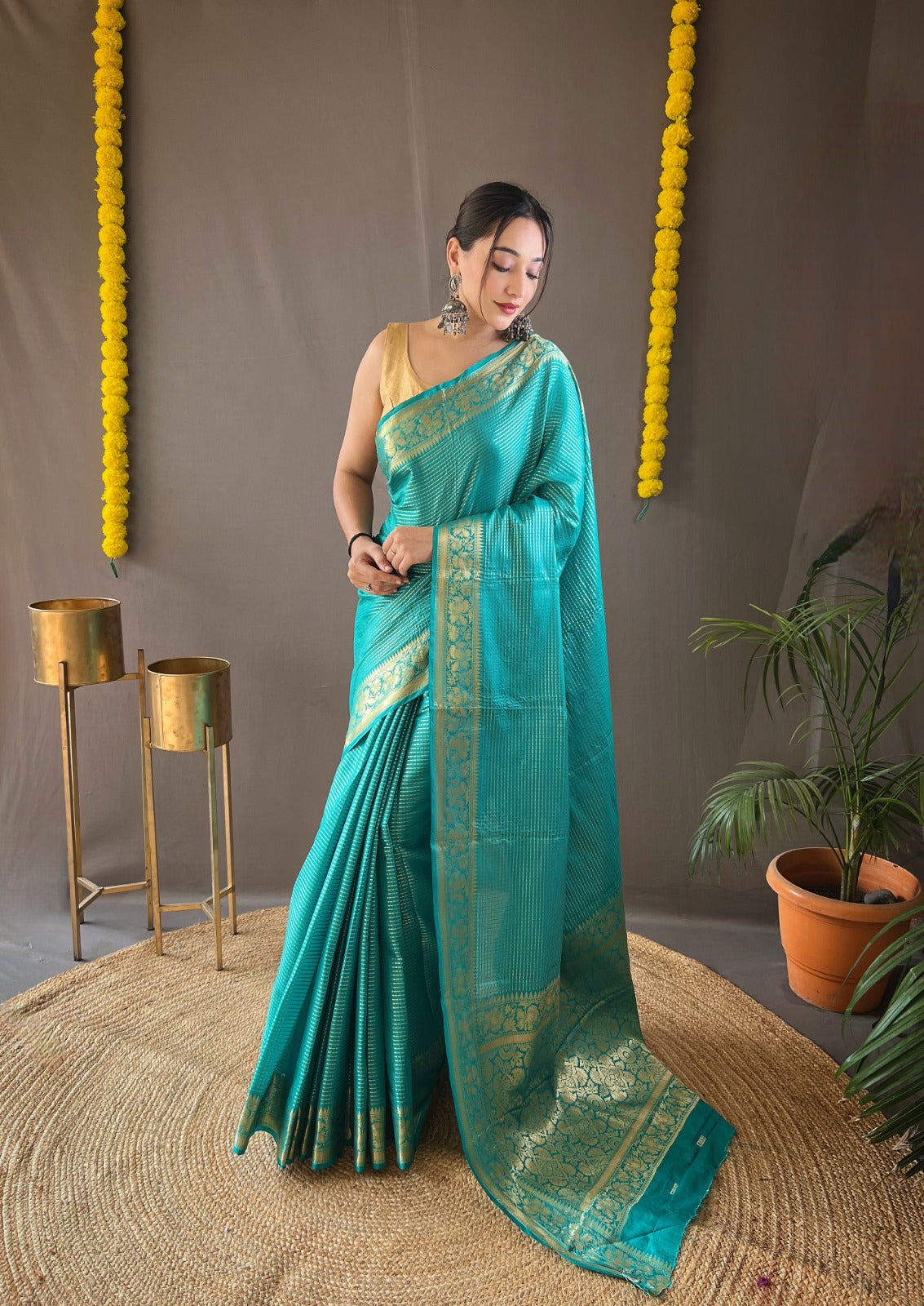 MULBERRY PINK COLOR SOFT LINING COPPER SILK SAREE