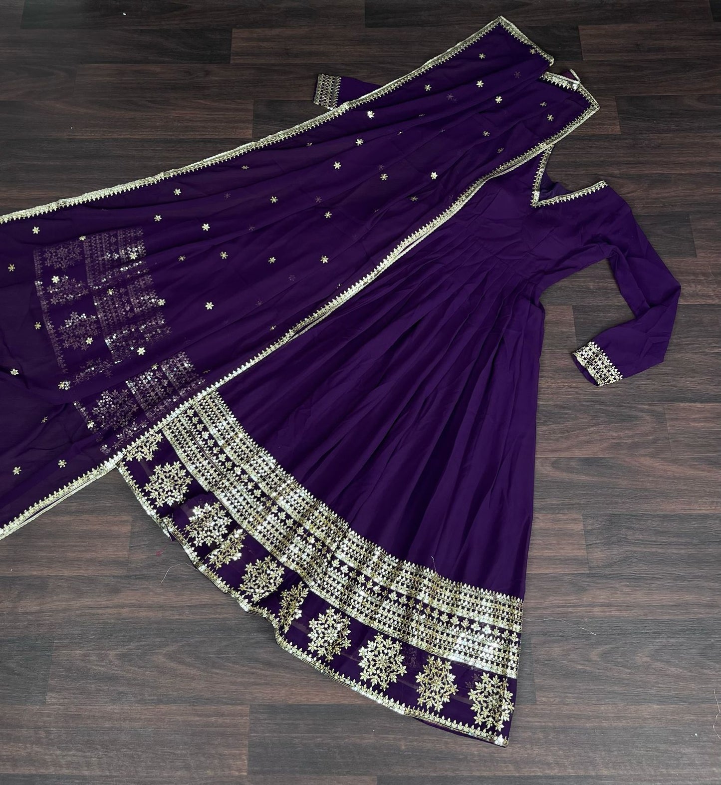 GLORIOUS CHARM WINE COLOR ATTRECTIVE SEQUINS EMBROIDERED WORK ANARKALI  GOWN WITH DUPATTA