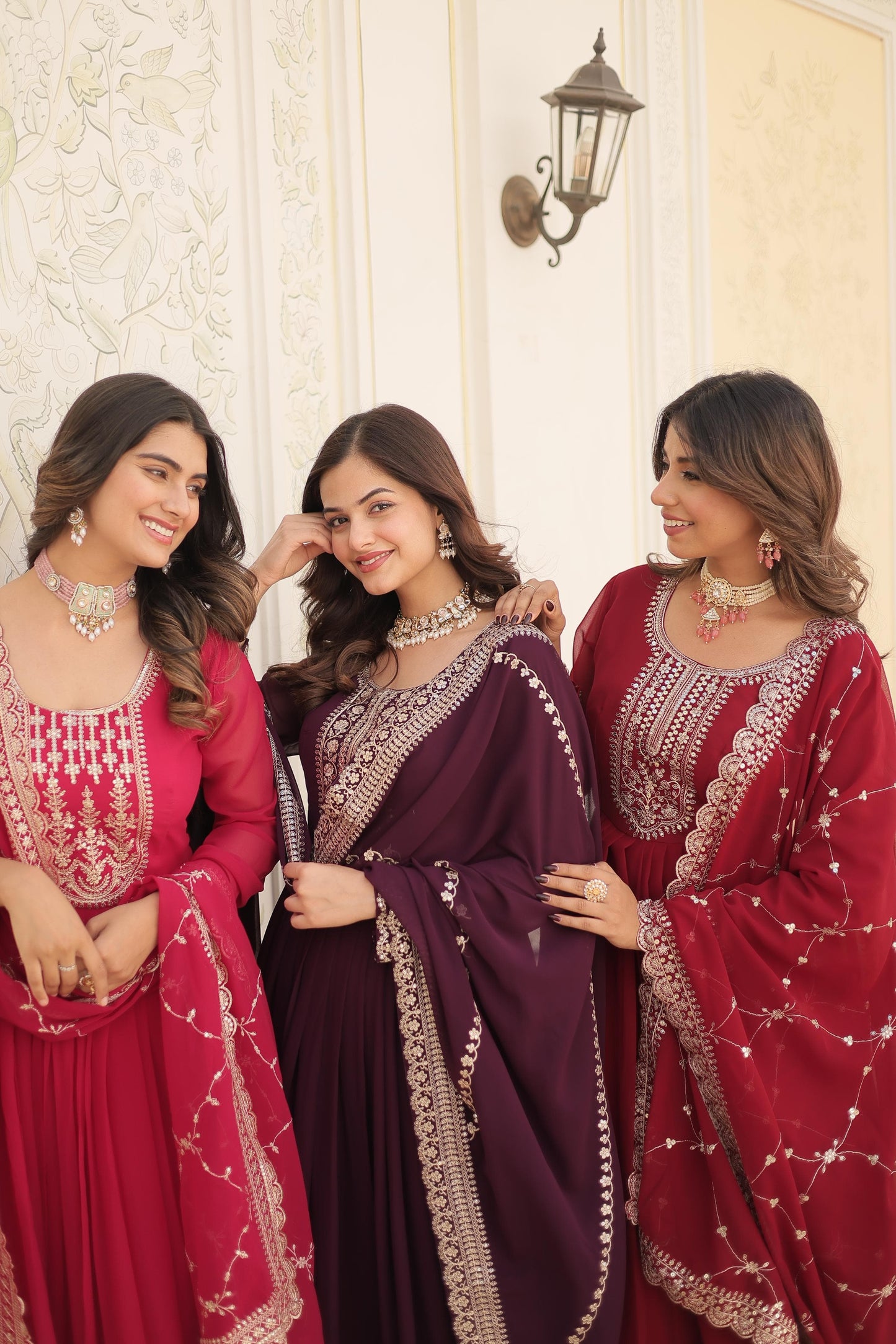 ELEGANT MAROON COLOR  ANARKALI GOWN WITH FAUX BLOOMING DUPATTA