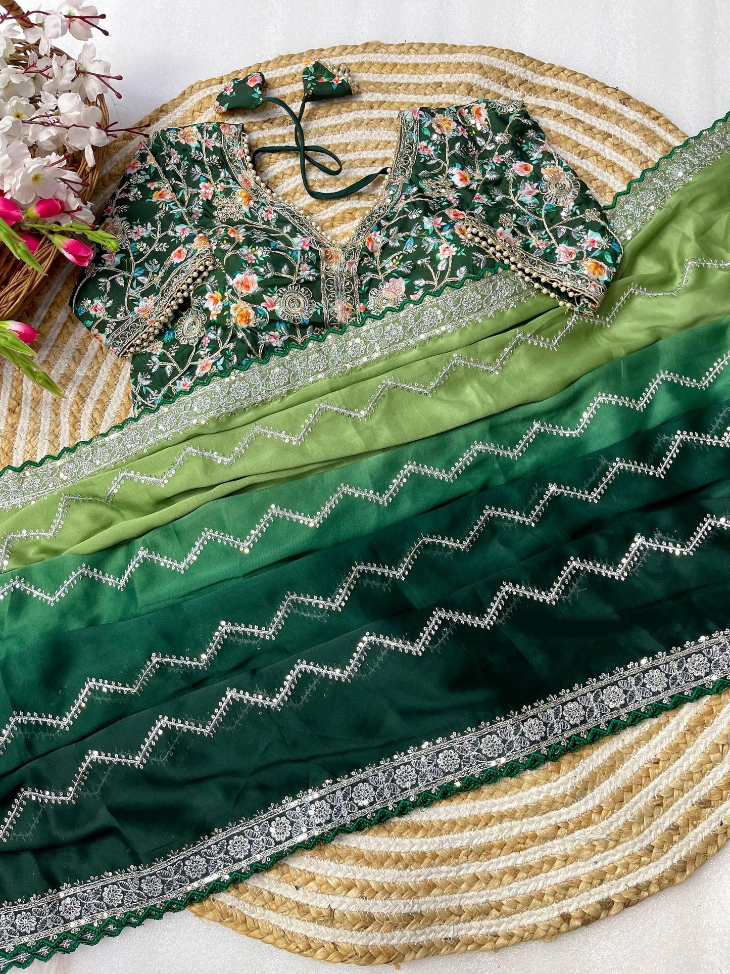 Pure Soft Rangoli Silk Sequnce Saree