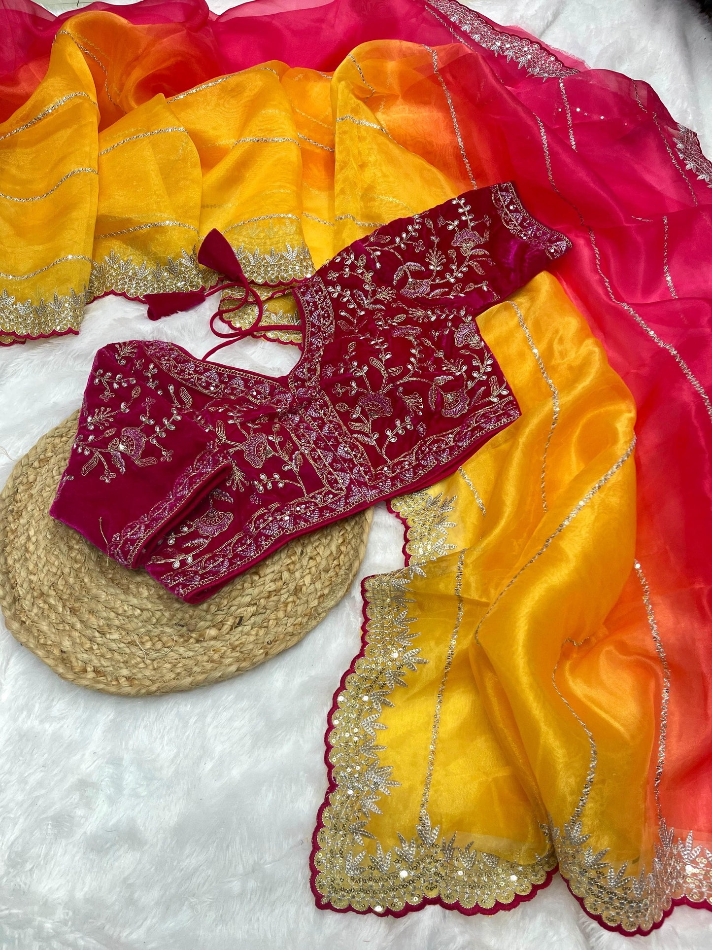 Pure Soft Organza Silk With Lehariya print Saree