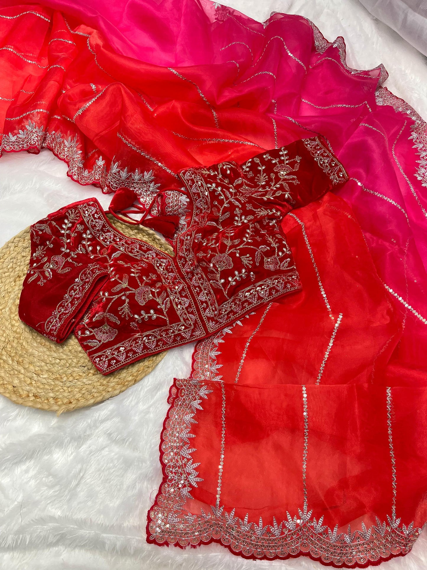 Pure Soft Organza Silk With Lehariya print Saree