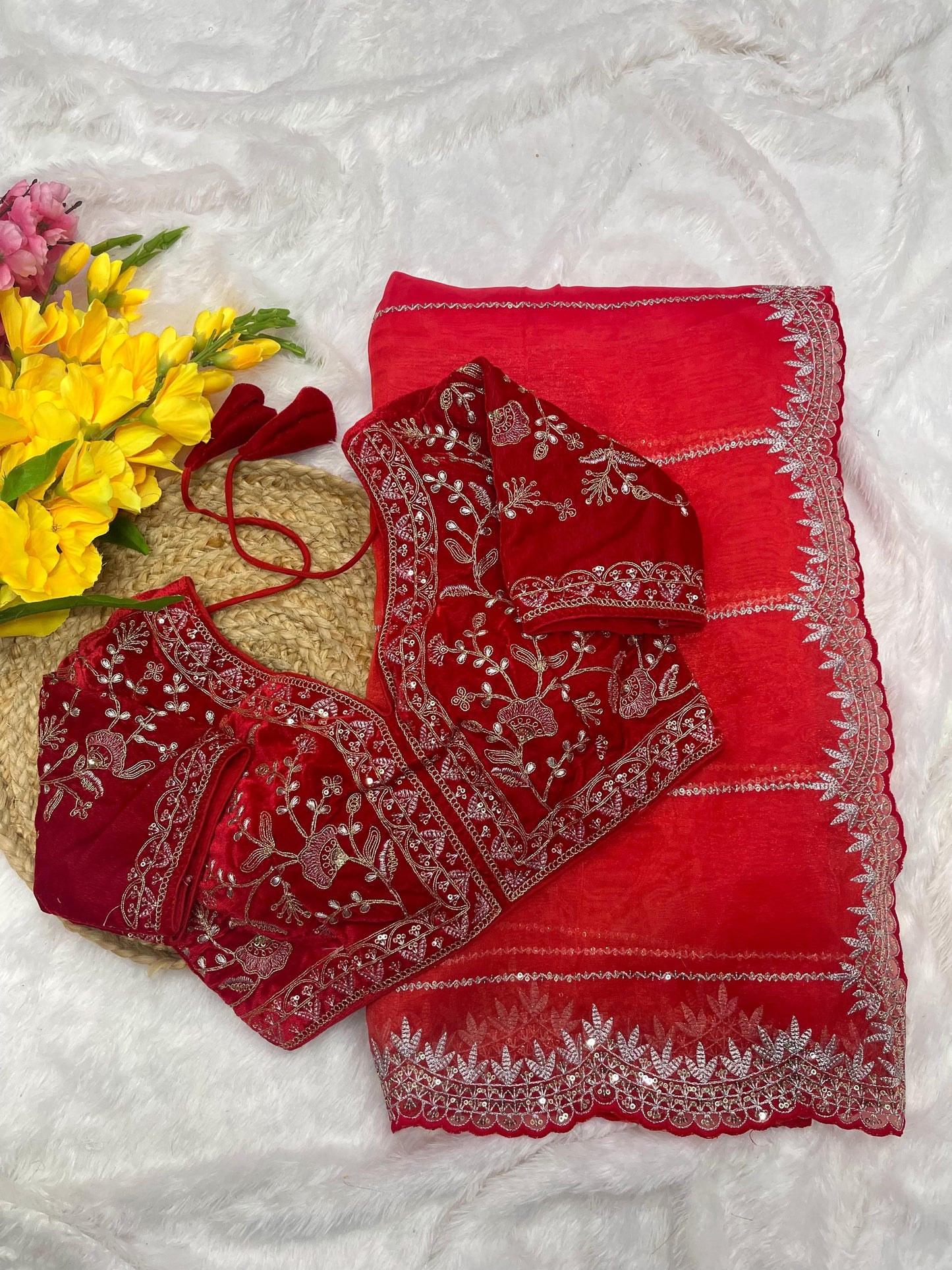 Pure Soft Organza Silk With Lehariya print Saree