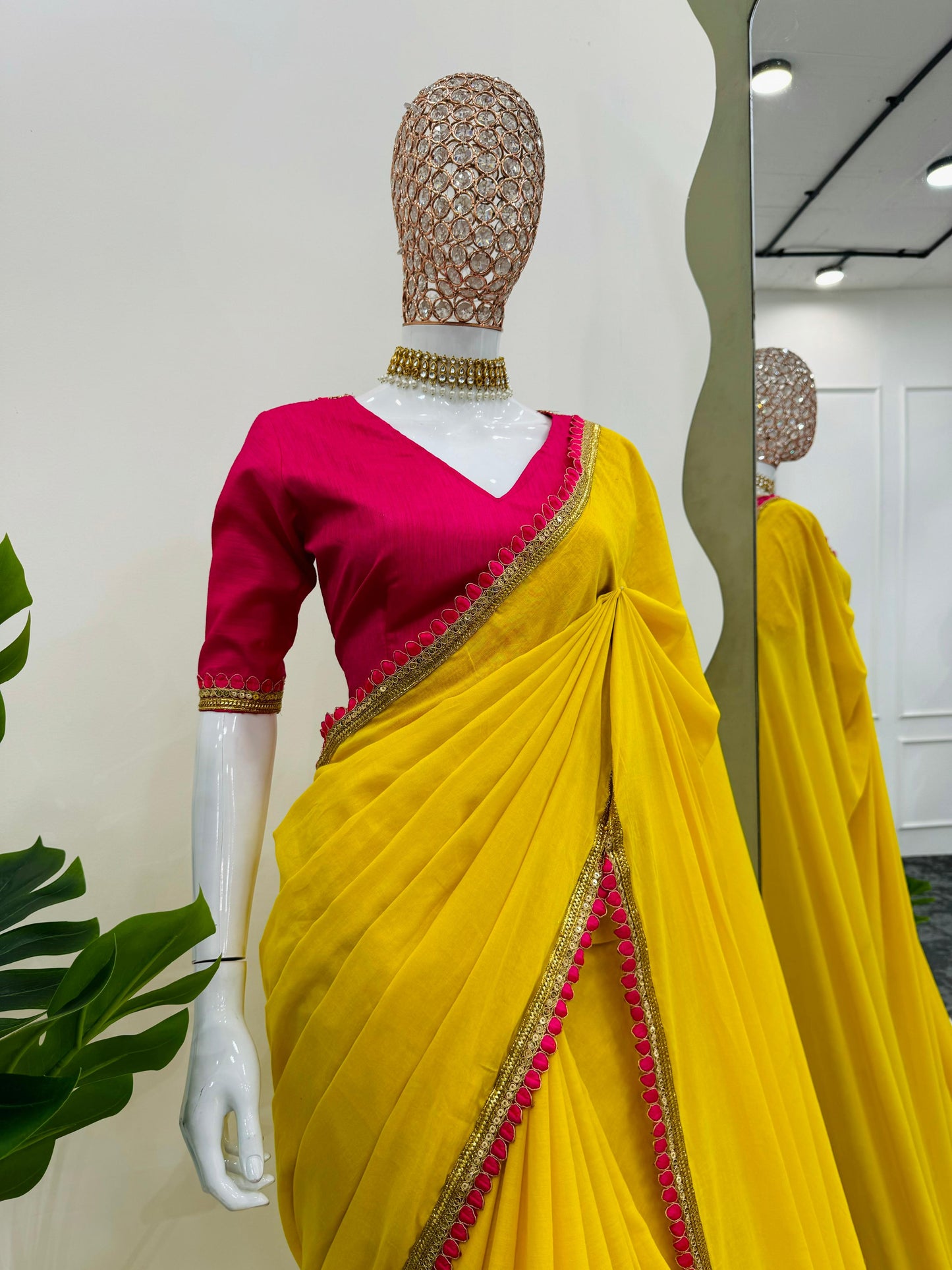 YELLOW MUL COTTON SAREE