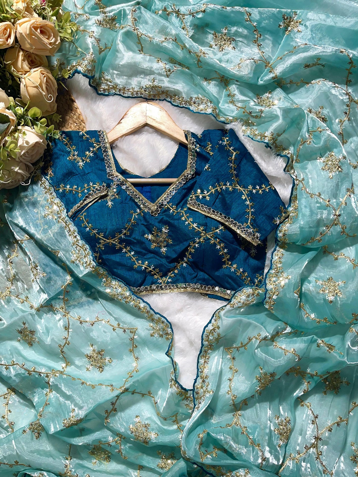 Embroidery & Sequnce Work Jimmy Chu Silk Saree