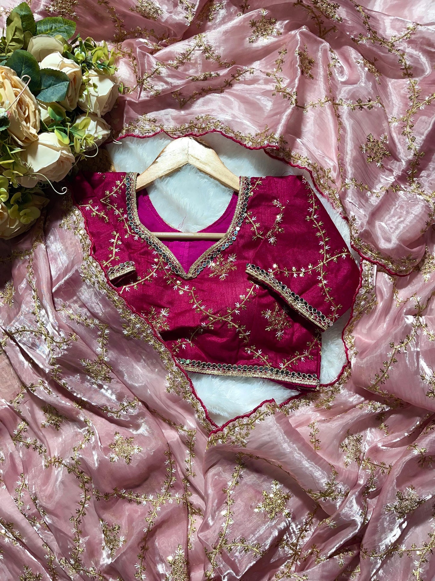 Embroidery & Sequnce Work Jimmy Chu Silk Saree