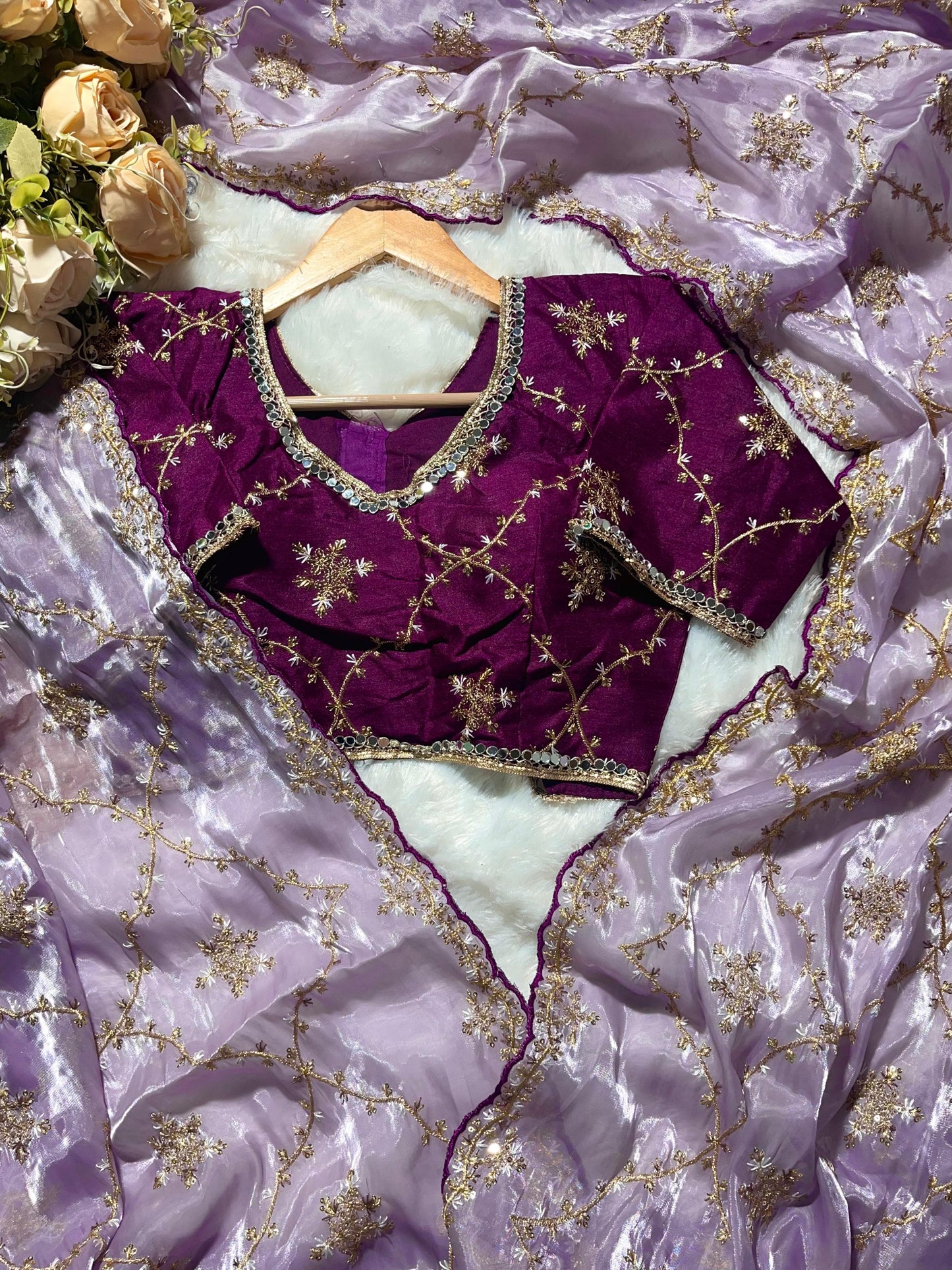 Embroidery & Sequnce Work Jimmy Chu Silk Saree