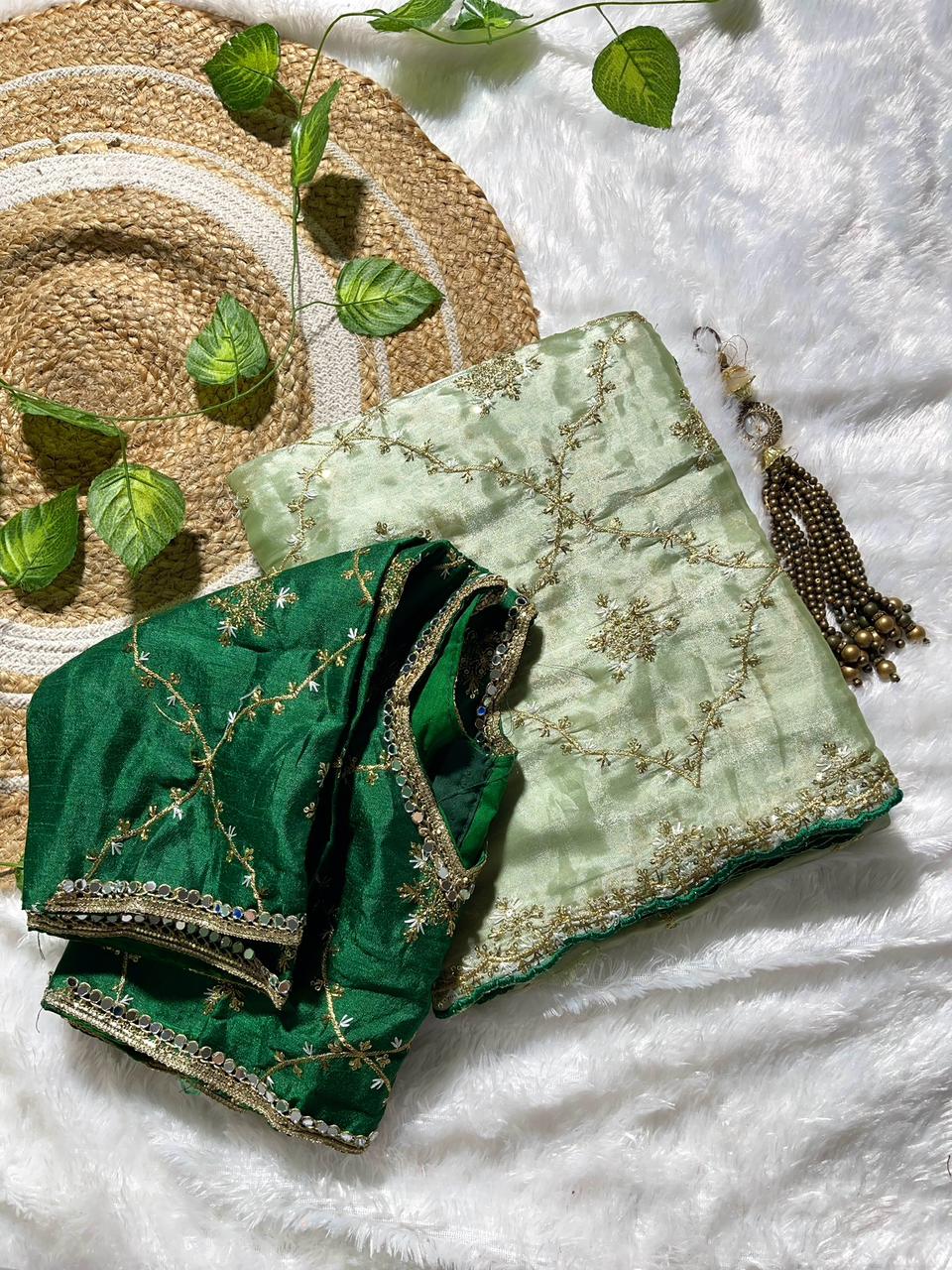 Embroidery & Sequnce Work Jimmy Chu Silk Saree