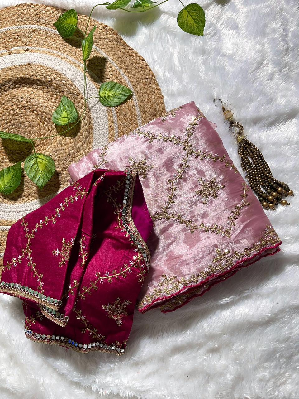 Embroidery & Sequnce Work Jimmy Chu Silk Saree