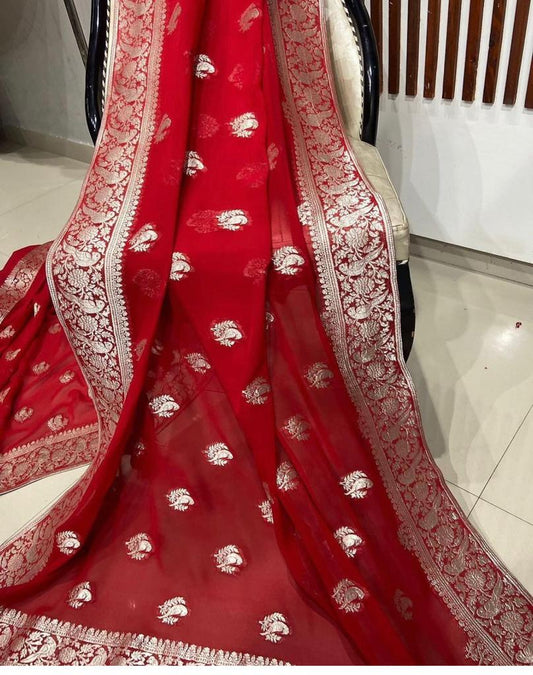 Pure Crepe Georgette Weaving Silk Saree