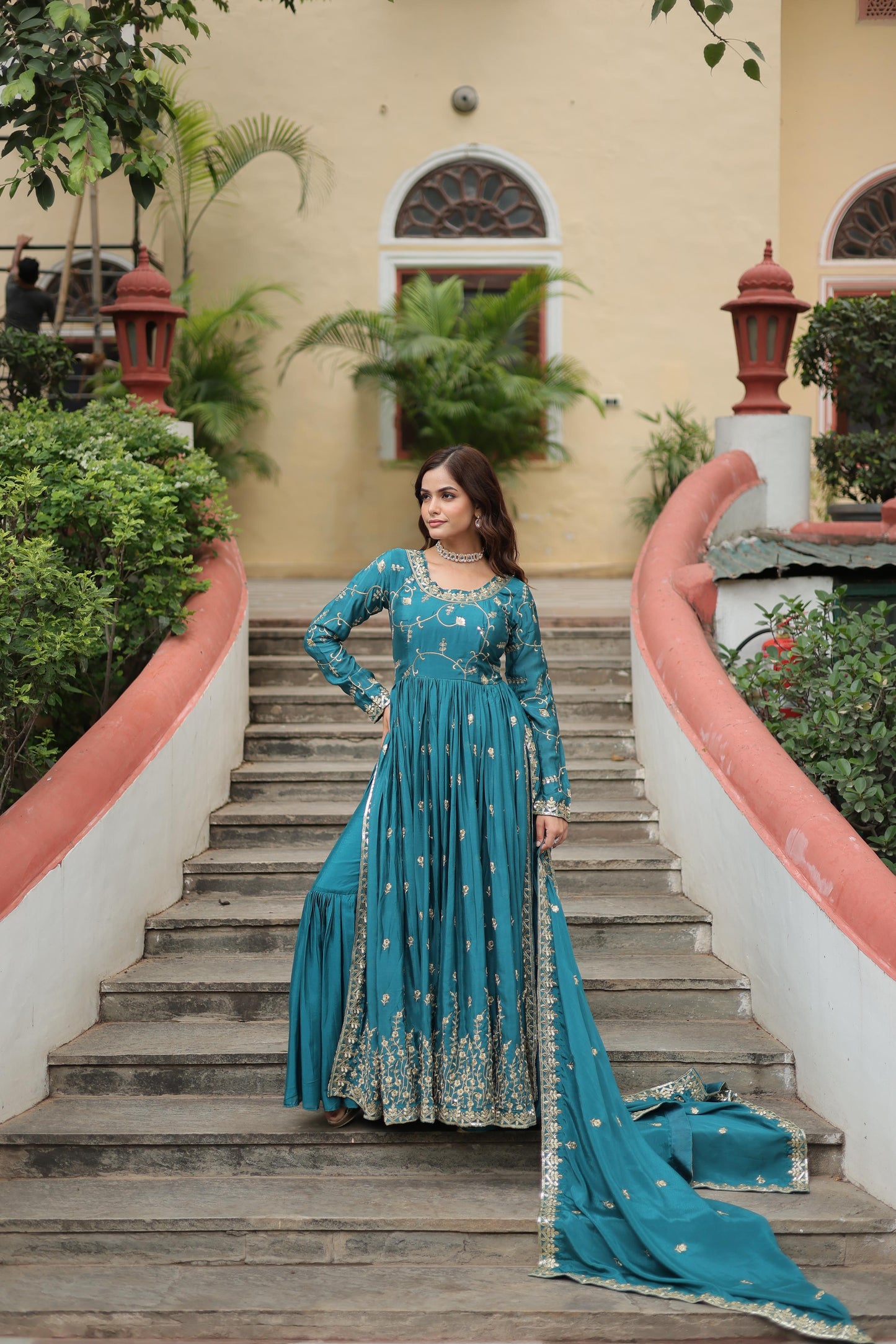Chinon Rich Sequins Embroidered Work Sharara Suit