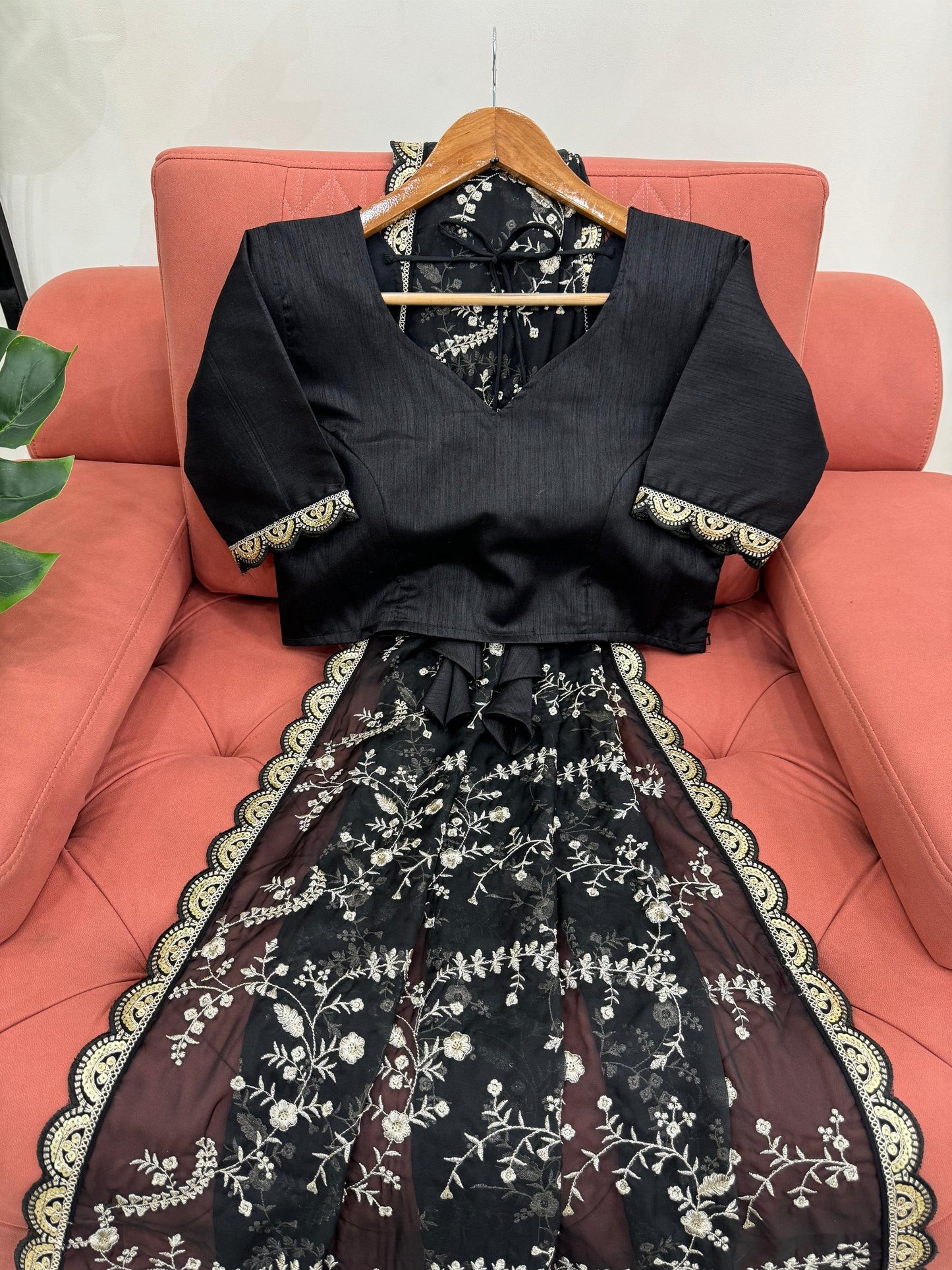 Black Heavy Tibby Silk With Coding Work Saree