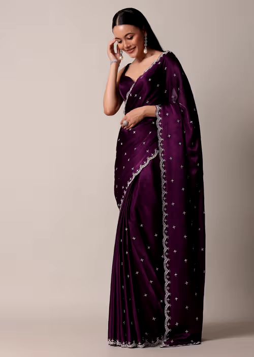 Wine Color Beautiful Blooming Rangoli Silk Saree
