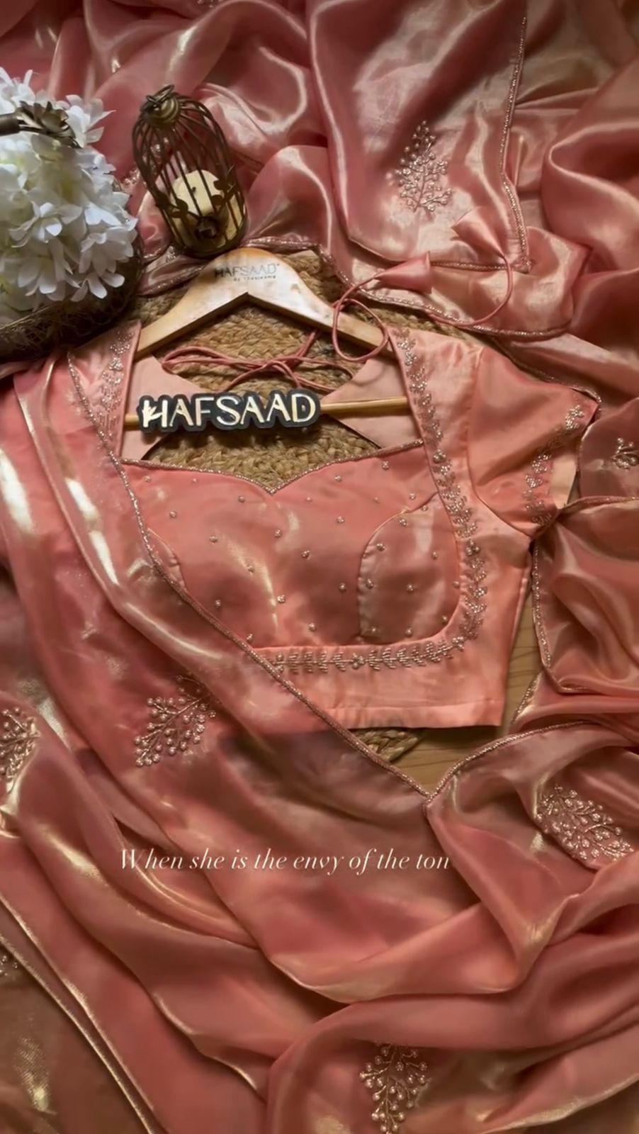 Peach Jimmy Chu Silk Saree