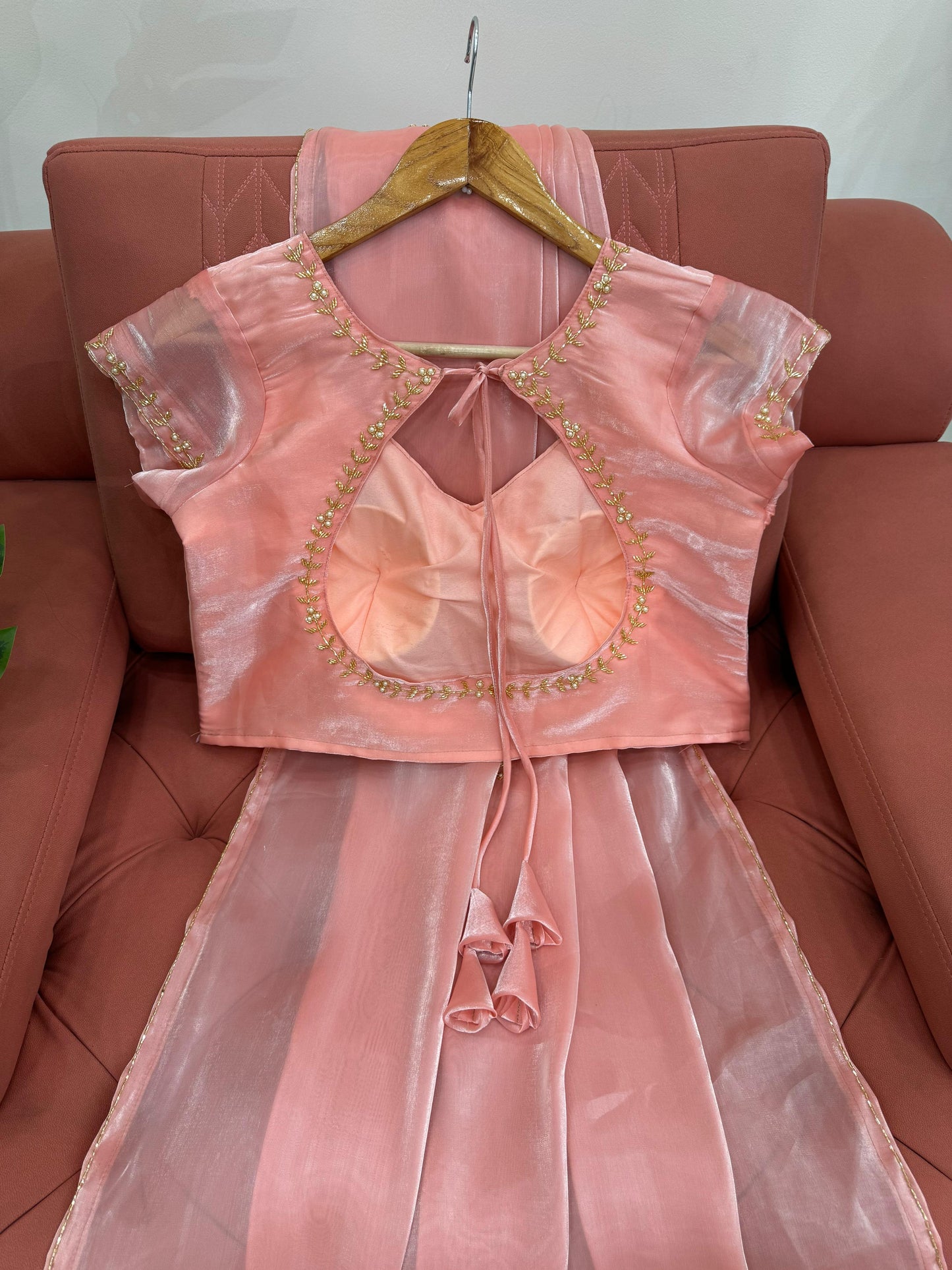 Peach Jimmy Chu Silk Saree