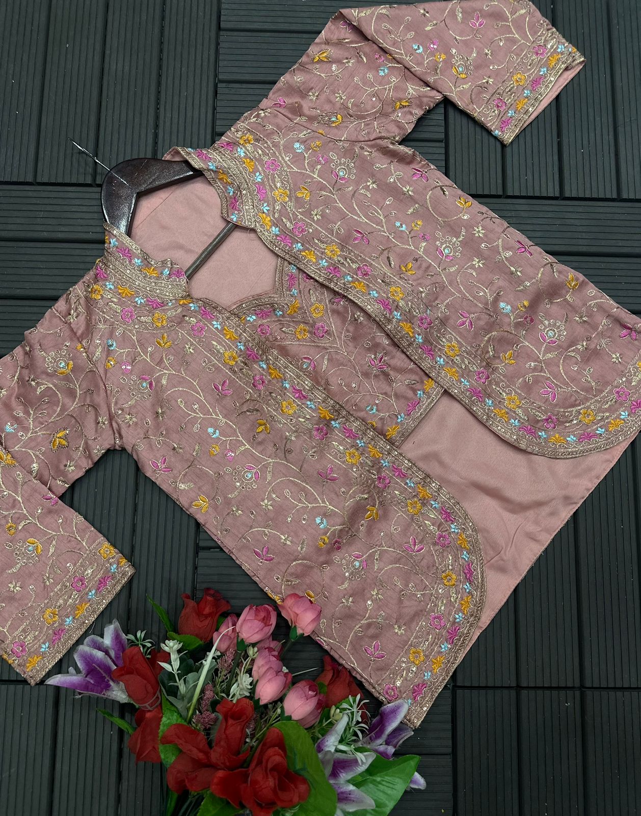 Heavy Satin Embroidery Work Saree