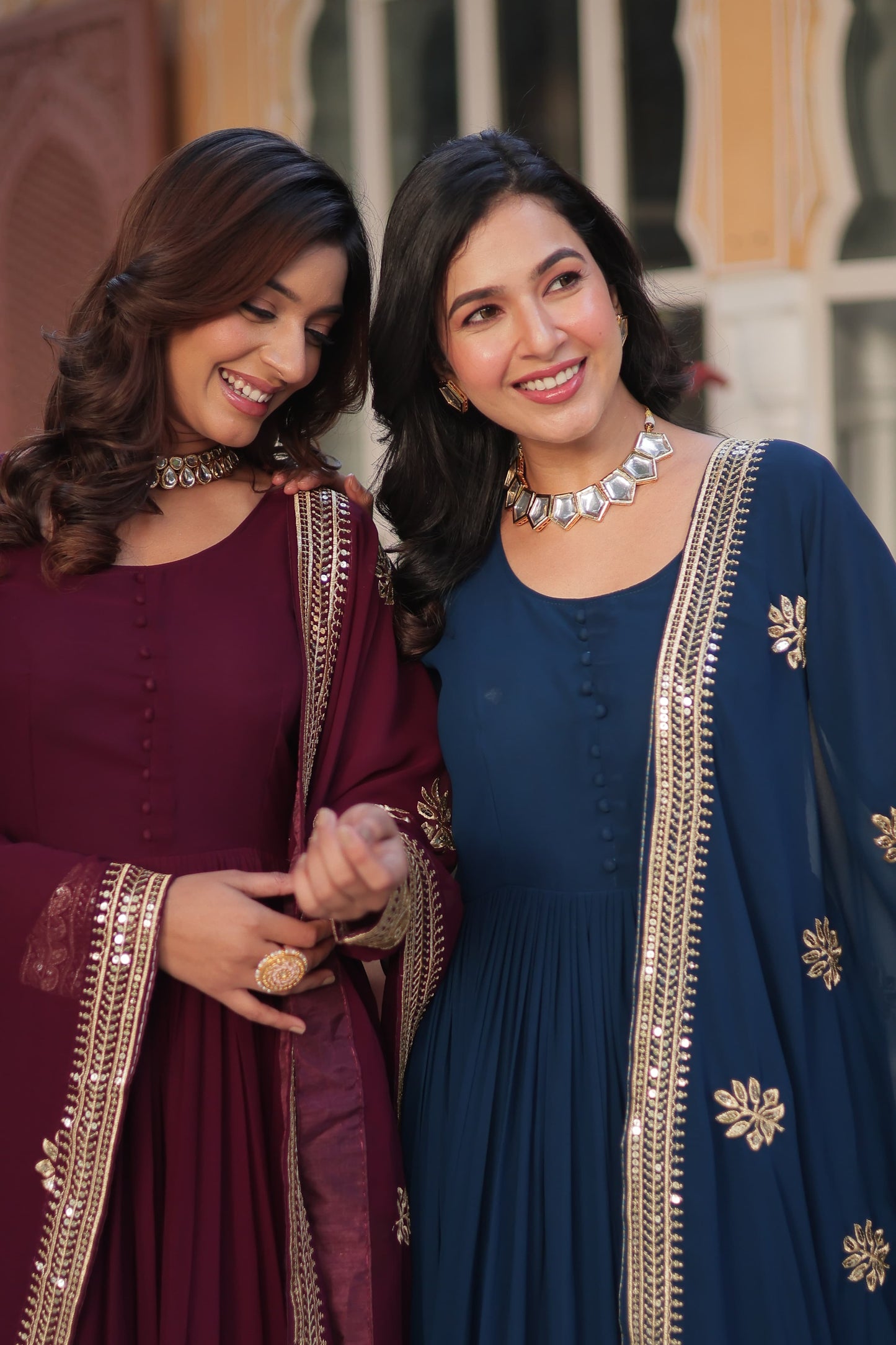 Faux Blooming With Zari & Sequins Work Gown with Dupatta