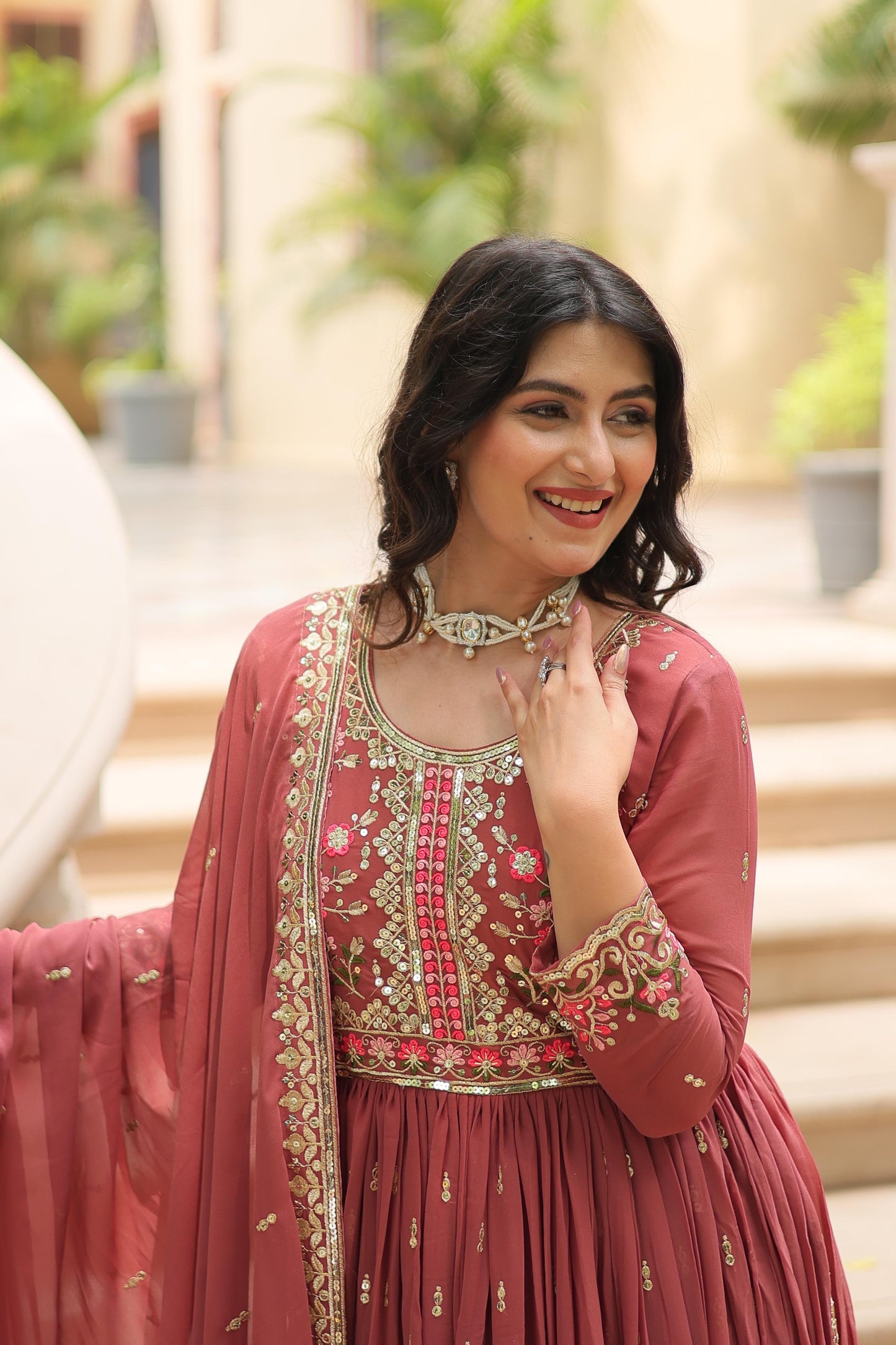 Light Purple Georgette with Rich Sequins Embroidered work