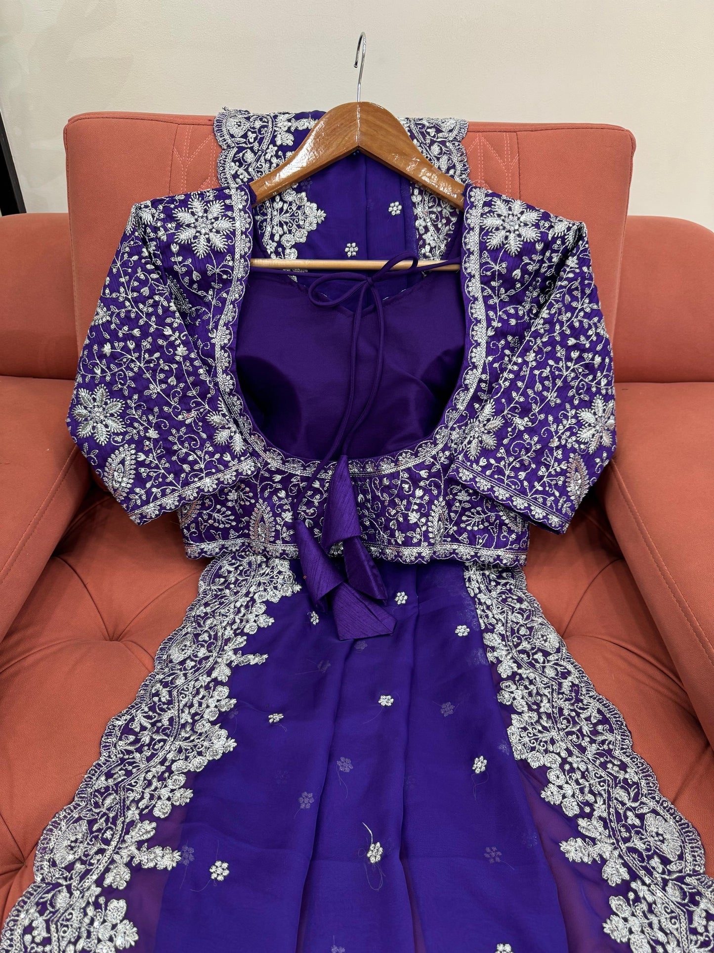 Blue Heavy Tibby Silk With Sequence Work Saree