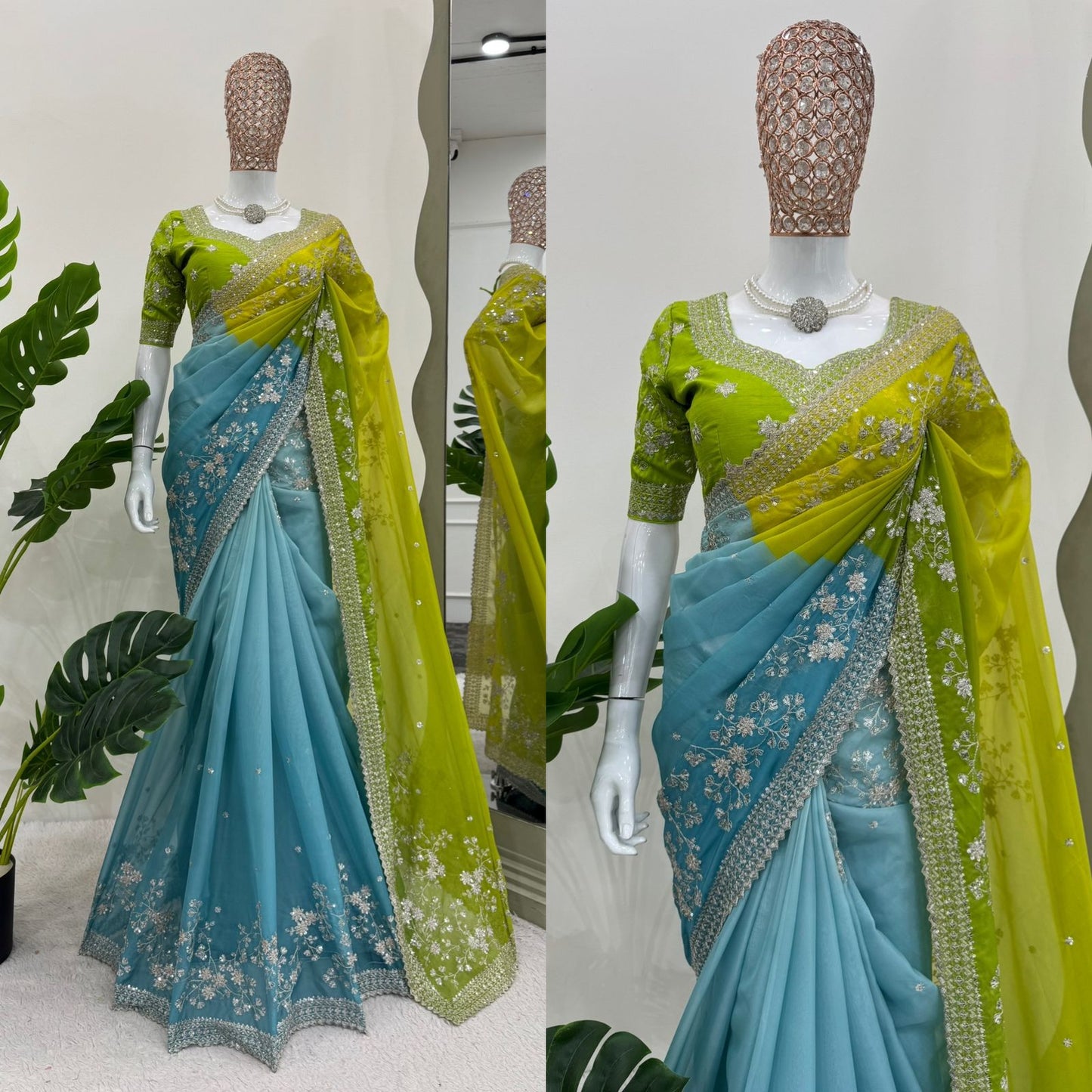 Sky & Noen Tibby Silk Thread & Sequins Saree