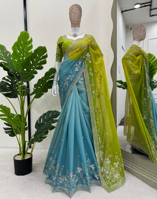 Sky & Noen Tibby Silk Thread & Sequins Saree