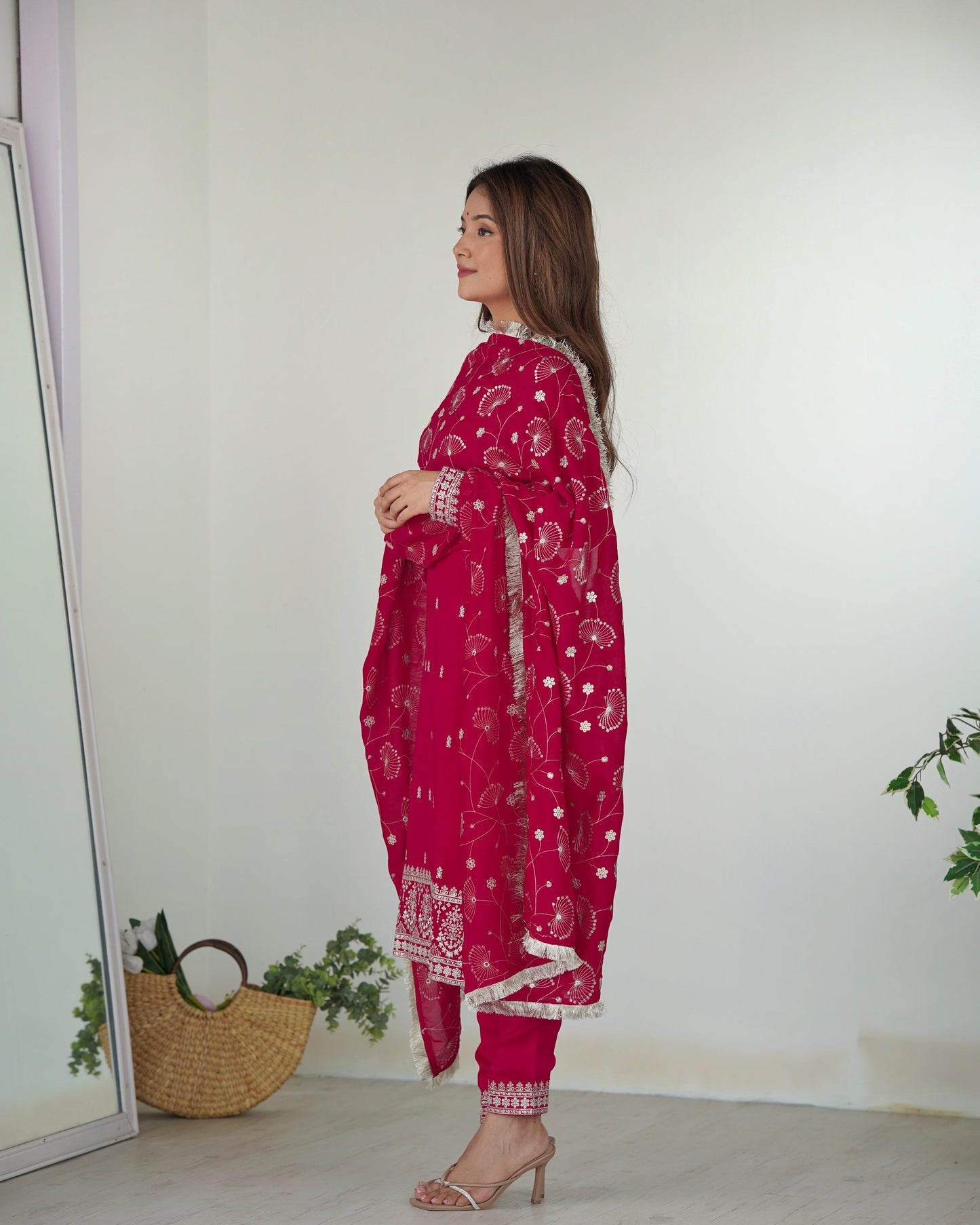 Pink Rangoli Silk 3pc Kurta Set