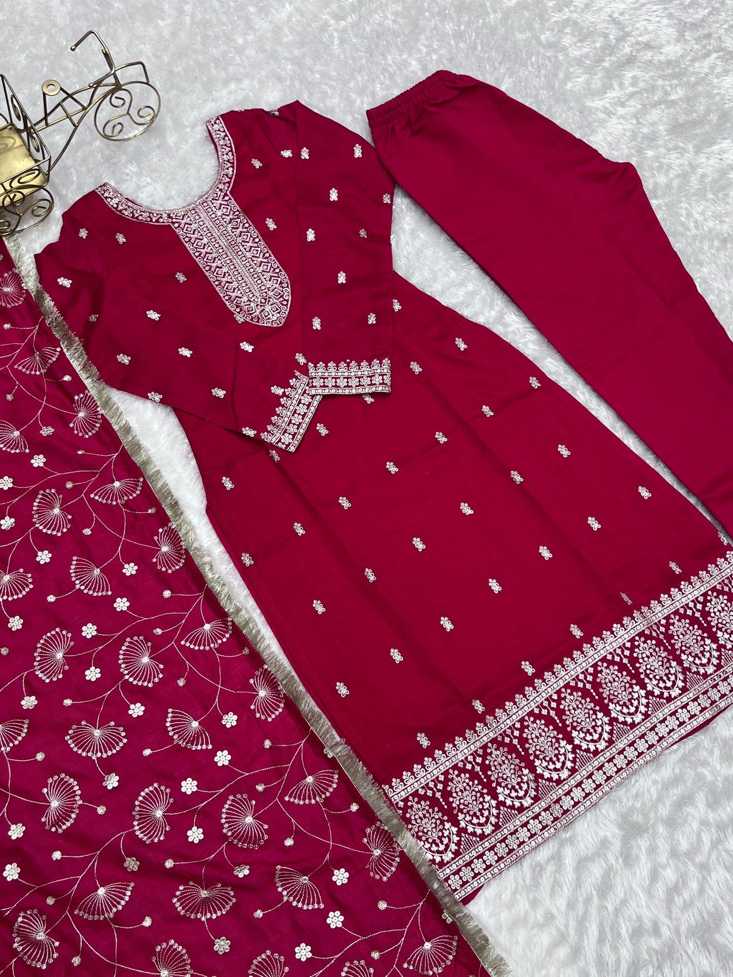 Pink Rangoli Silk 3pc Kurta Set