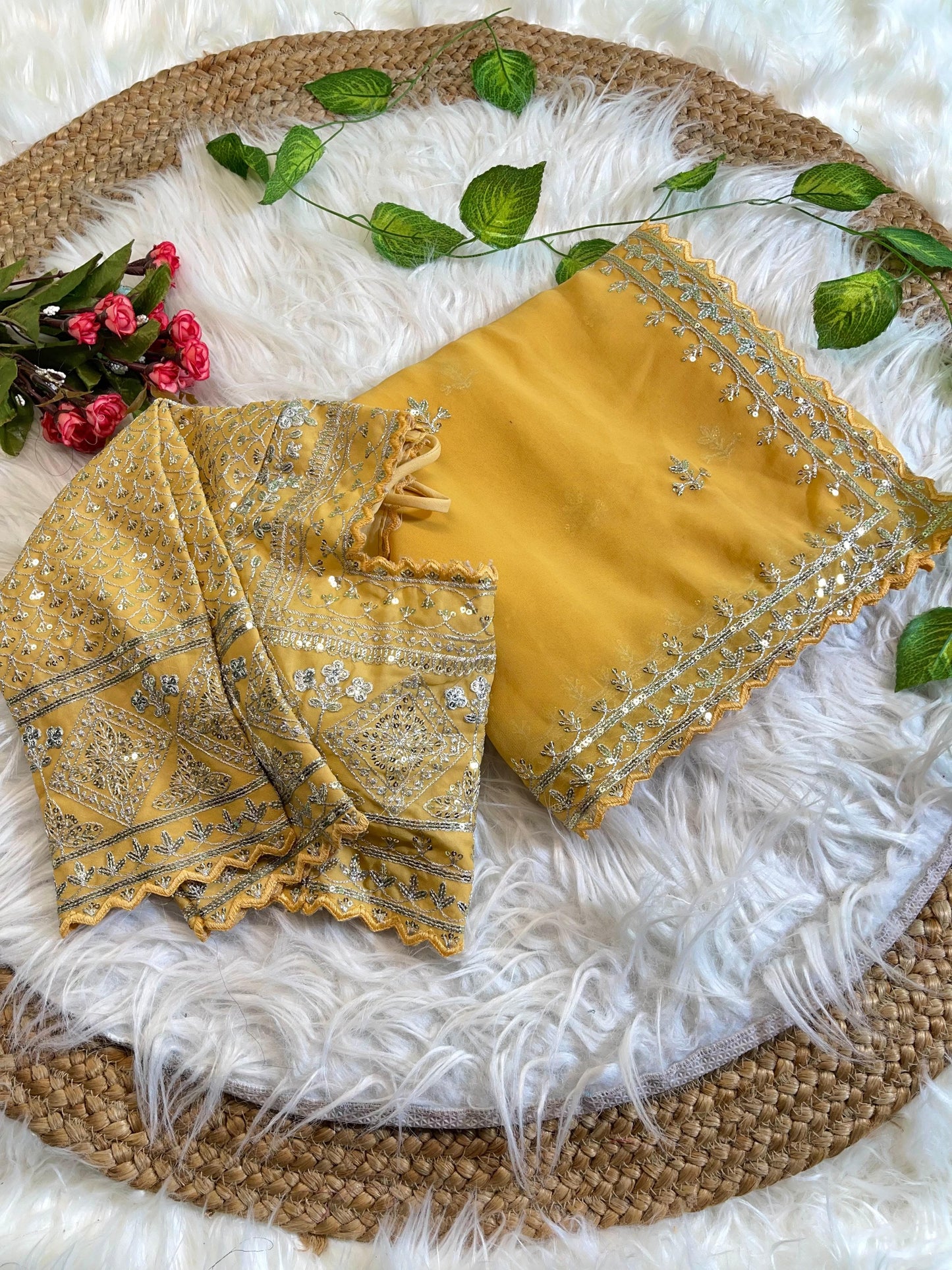 Pure soft Georgette With Embroidery Sequins Work Saree