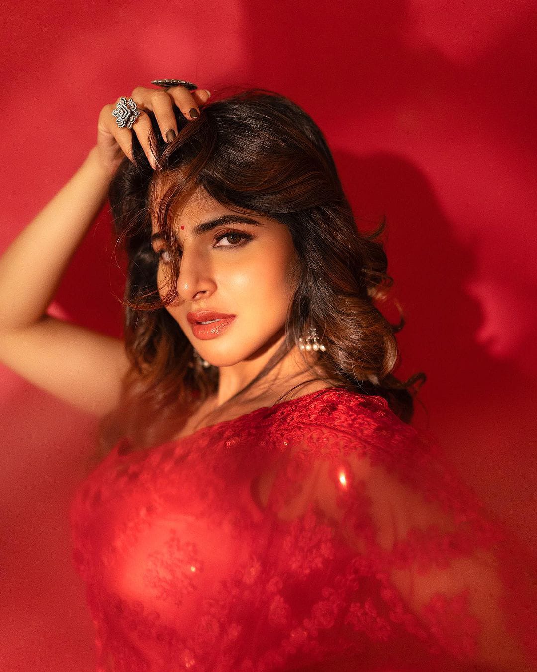 Red Soft Organza Silk With Embroidery Jhal work  Saree