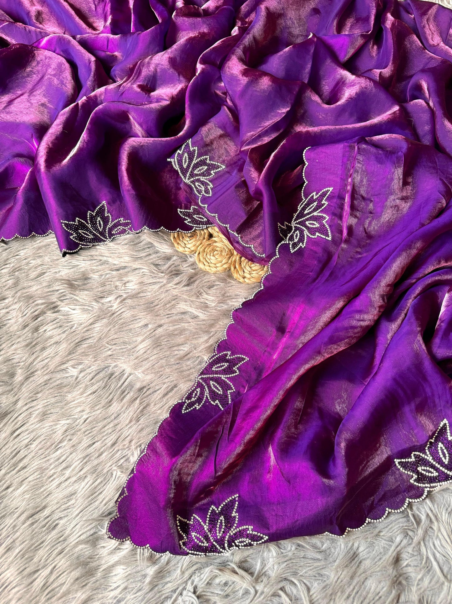 New Space Silk With Jarkan CutWork Saree