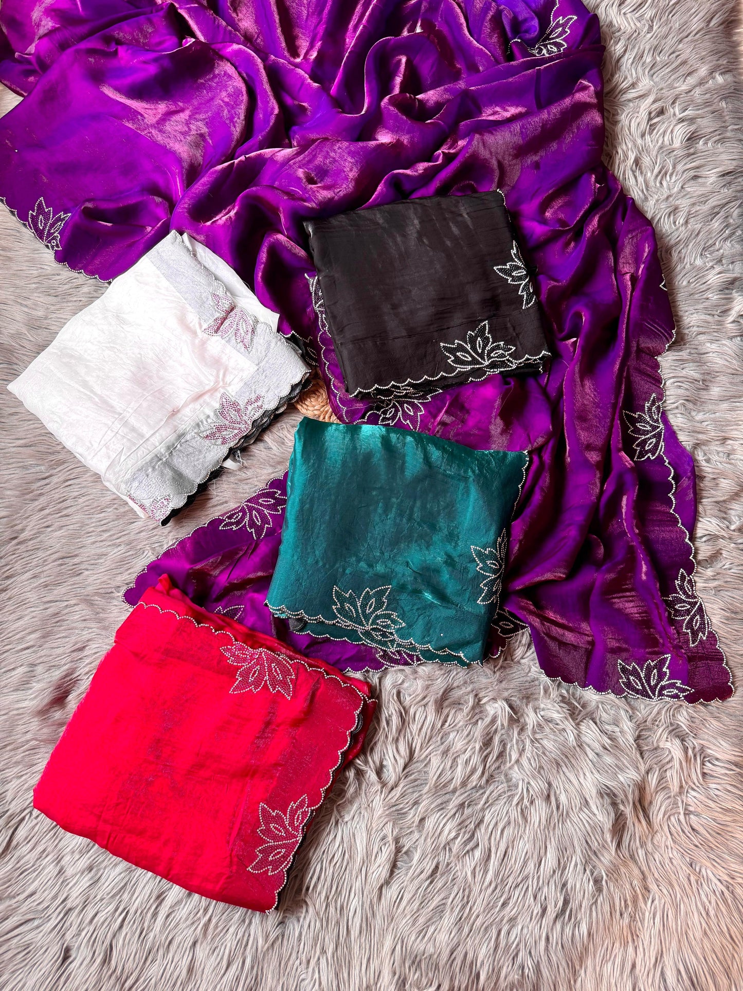 New Space Silk With Jarkan CutWork Saree