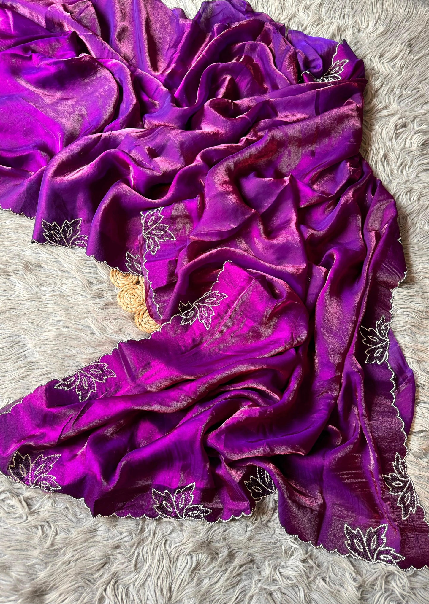 New Space Silk With Jarkan CutWork Saree