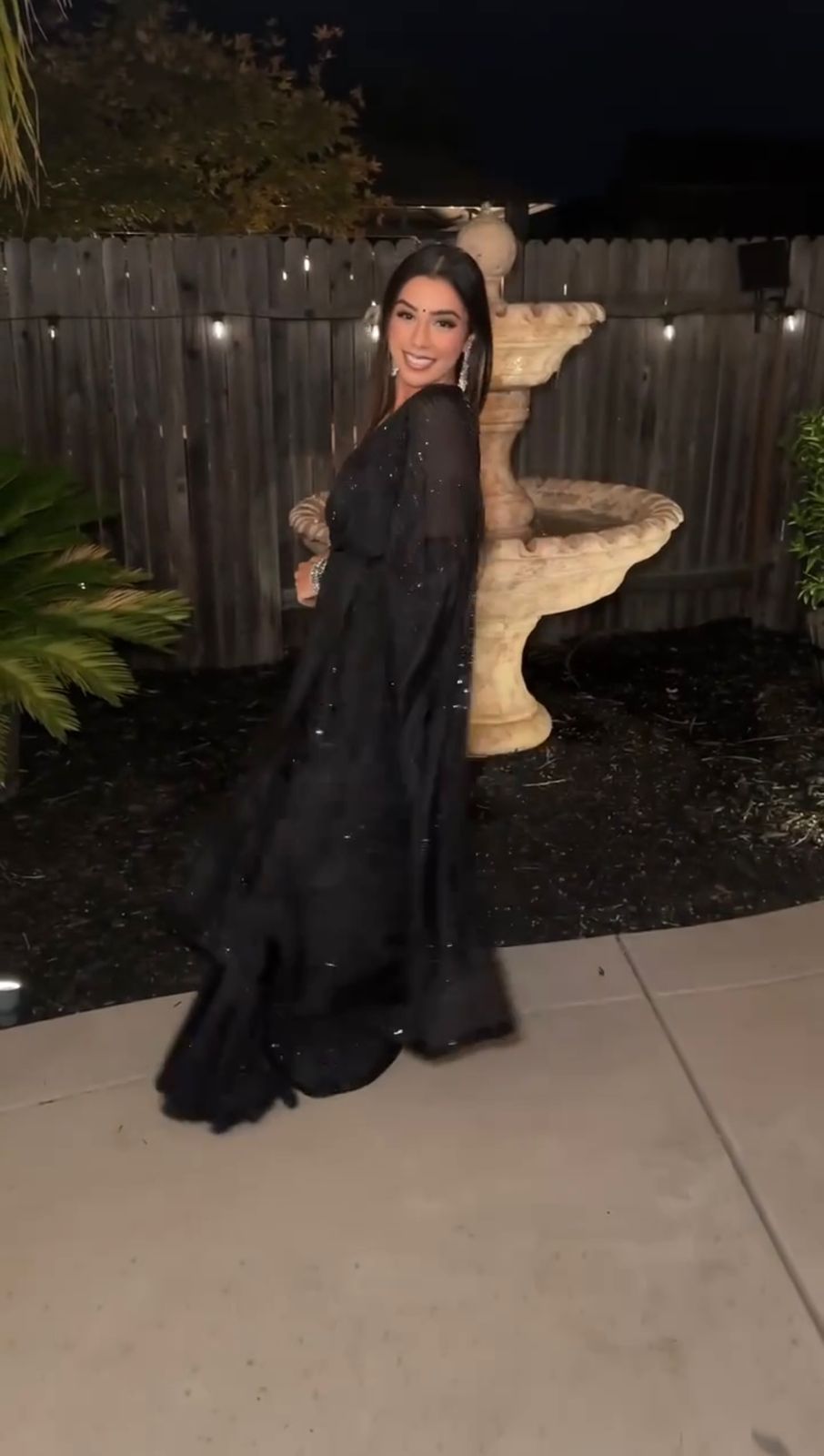 Designer Black Faux Georgette Sequins Work Saree