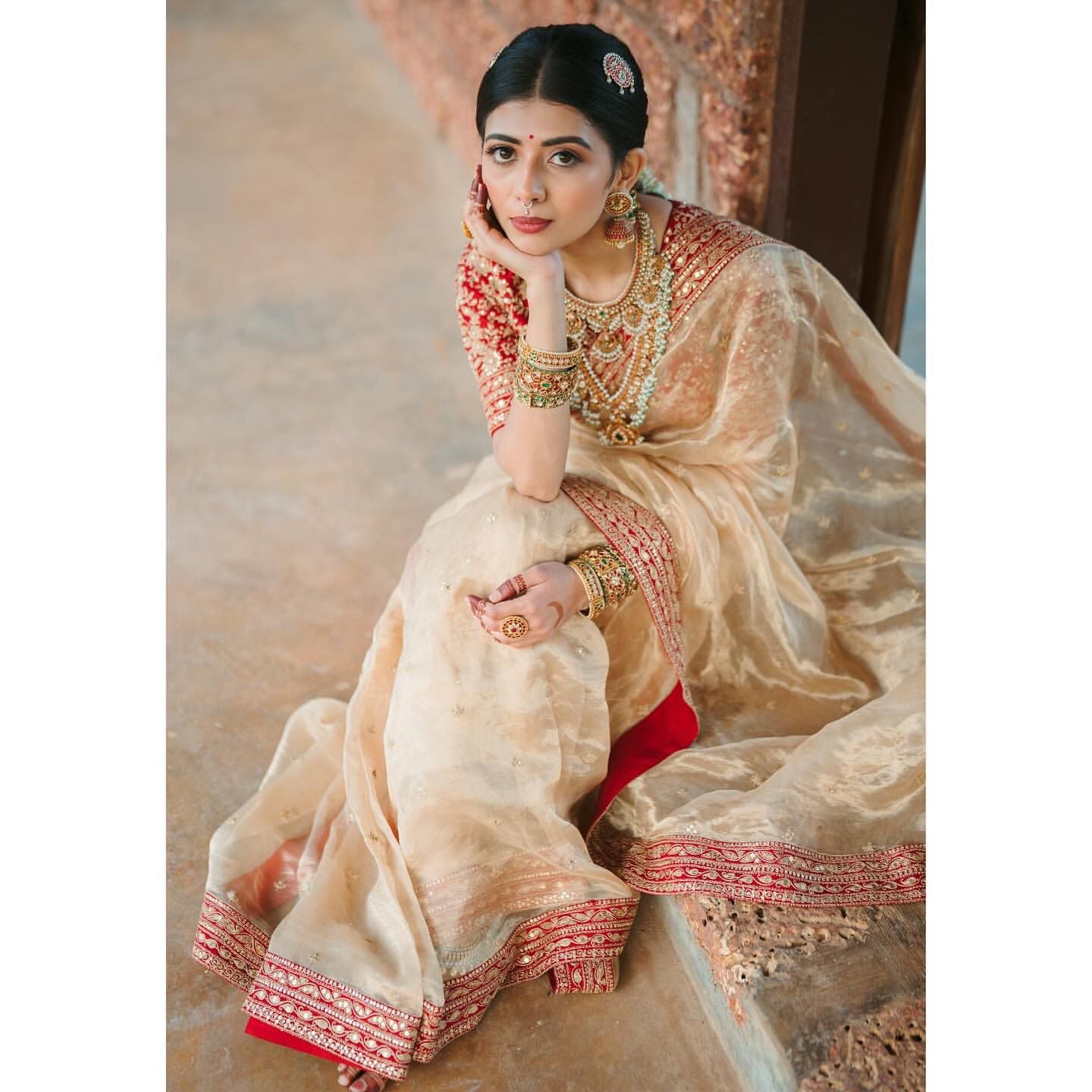 Heavy Soft Organza Dori Embroidery Work Saree