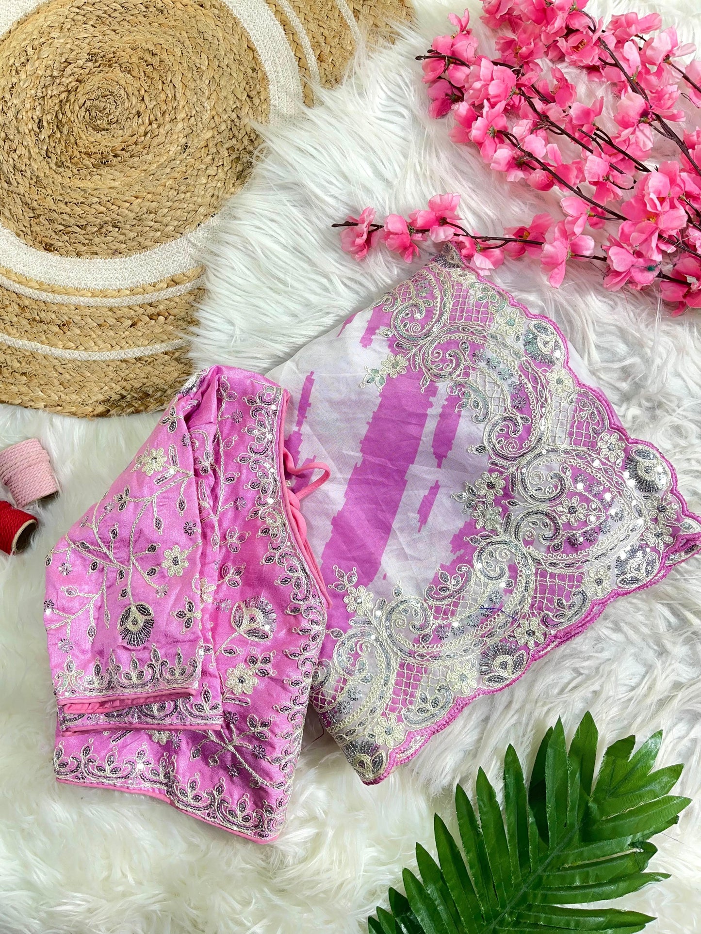 Rani -Pink Soft Rangoli Silk With  Lehariya Digital Prints Saree