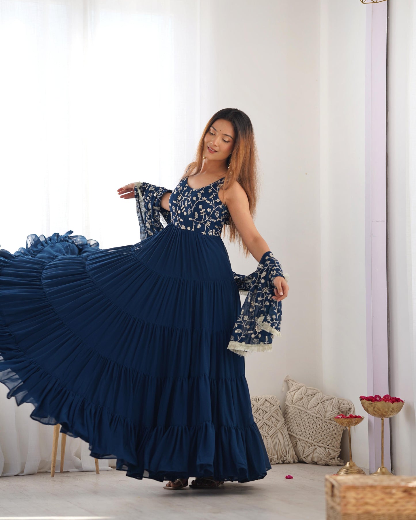 Tealblue Heavy Pure Soft Fox Georgette 3pc Kurta Set