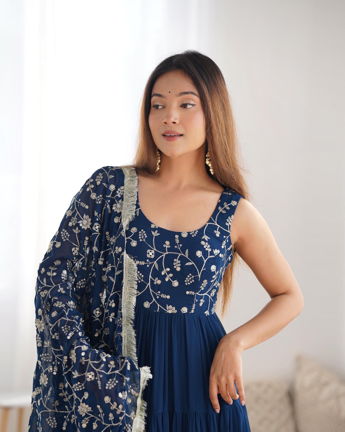 Tealblue Heavy Pure Soft Fox Georgette 3pc Kurta Set