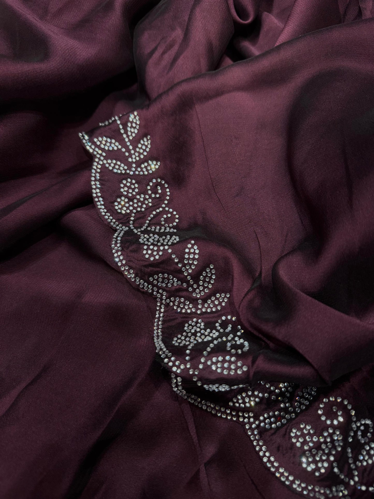 Wine Color Rangoli Silk With Beautiful Seroski Diamonds Saree