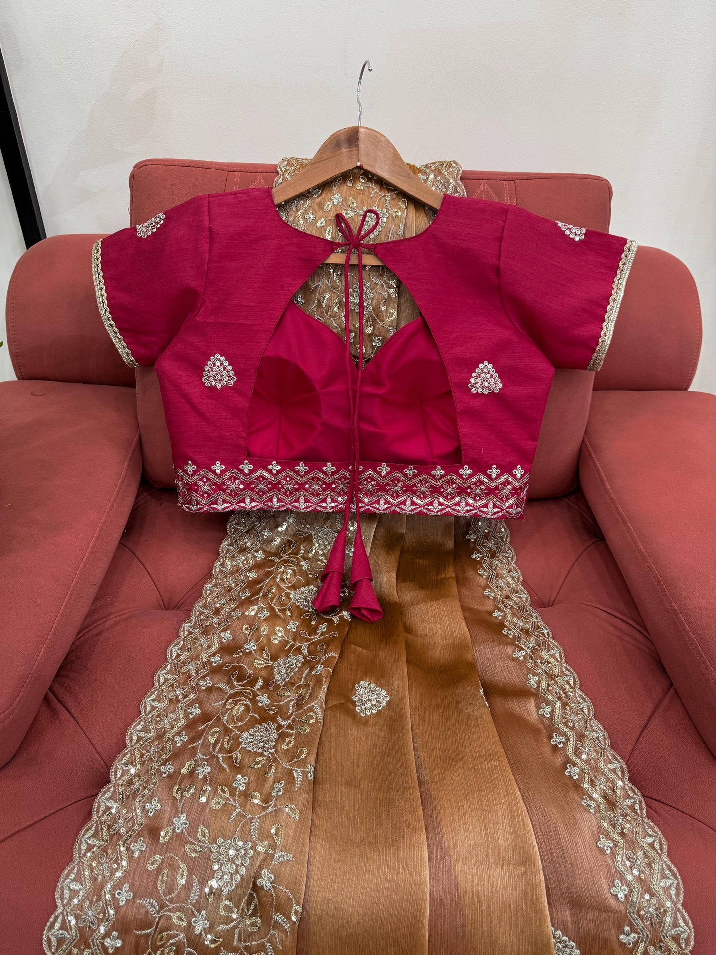 Green Burberry Silk Thread with Sequin Work Saree