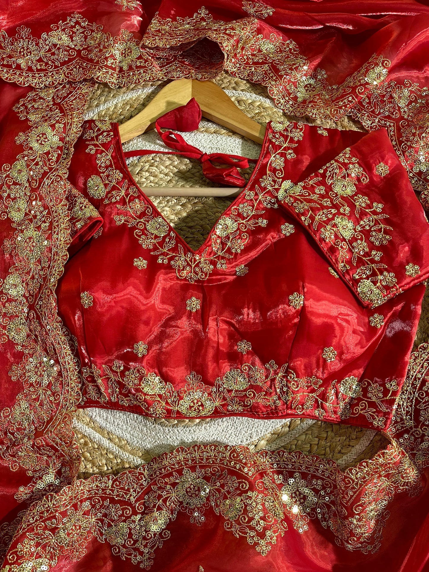 Red Pure Soft Zimmy Choo Silk 3mm Sequins Work Saree